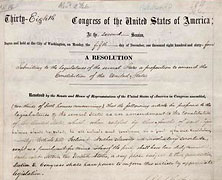 13th Amendment to the U.S. Constitution Passes by the House of Representatives